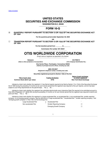Thumbnail Otis Worldwide 10-Q Quarterly Report FY2020 
