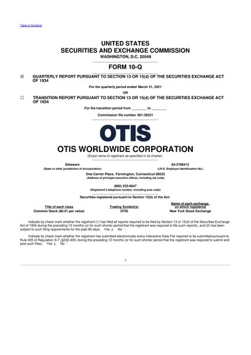Thumbnail Otis Worldwide 10-Q Quarterly Report FY2021 
