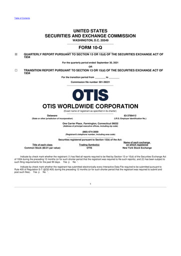 Thumbnail Otis Worldwide 10-Q Quarterly Report FY2021 