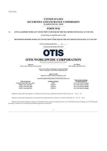 Thumbnail Otis Worldwide 10-K Annual Report 2021