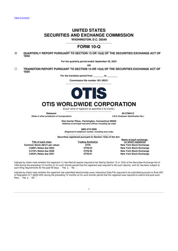 Thumbnail Otis Worldwide 10-Q Quarterly Report FY2023 
