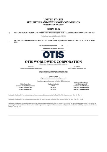 Thumbnail Otis Worldwide 10-K Annual Report 2023