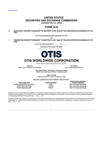 Thumbnail Otis Worldwide 10-Q Quarterly Report FY2024 