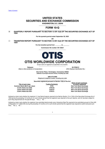 Thumbnail Otis Worldwide 10-Q Quarterly Report FY2025 