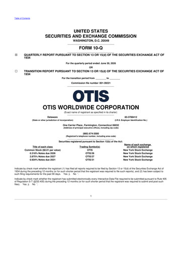 Miniature Otis Worldwide 10-Q Rapport trimestriel 2026 