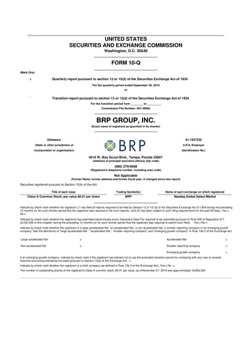 Vorschaubild Baldwin Insurance Group 10-Q Quartalsbericht 2019 