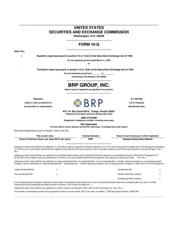 Vorschaubild Baldwin Insurance Group 10-Q Quartalsbericht 2020 