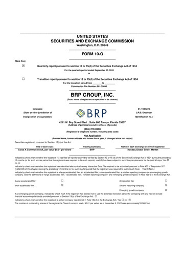 Vorschaubild Baldwin Insurance Group 10-Q Quartalsbericht 2020 