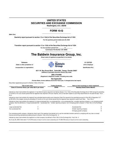 Vorschaubild Baldwin Insurance Group 10-Q Quartalsbericht 2025 