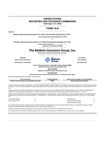 Vorschaubild Baldwin Insurance Group 10-Q Quartalsbericht 2025 