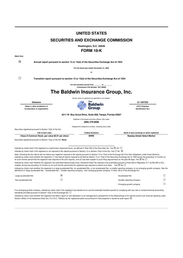 Miniature Baldwin Insurance Group 10-K Rapport annuel 2025