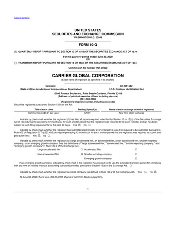 Thumbnail Carrier Global 10-Q Quarterly Report FY2020 