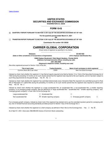 Thumbnail Carrier Global 10-Q Quarterly Report FY2021 