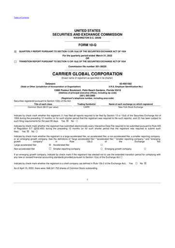 Thumbnail Carrier Global 10-Q Quarterly Report FY2022 