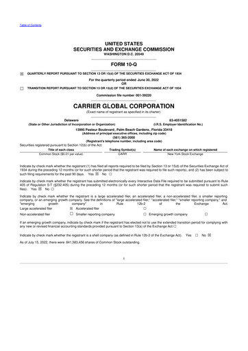 Thumbnail Carrier Global 10-Q Quarterly Report FY2022 