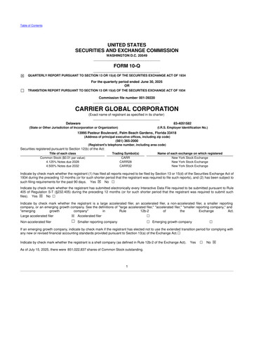 Thumbnail Carrier Global 10-Q Quarterly Report FY2025 