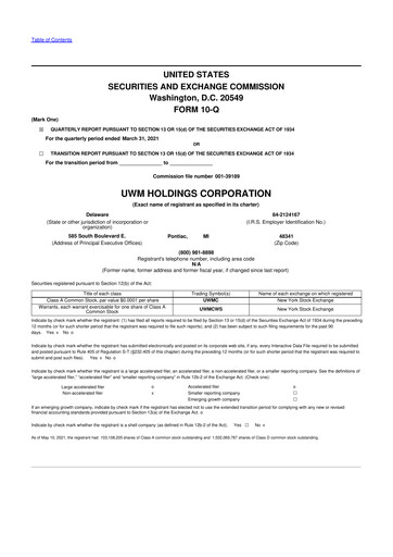 Vorschaubild UWM Holdings
 10-Q Quartalsbericht 2021 