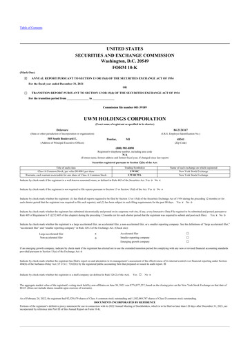 Miniature UWM Holdings
 10-K Rapport annuel 2021