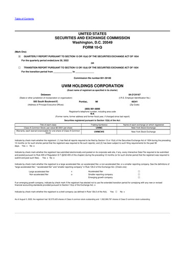 Vorschaubild UWM Holdings
 10-Q Quartalsbericht 2022 