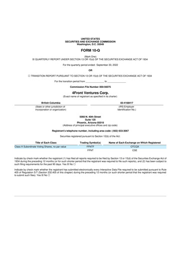 Vorschaubild 4Front Ventures 10-Q Quartalsbericht 2022 