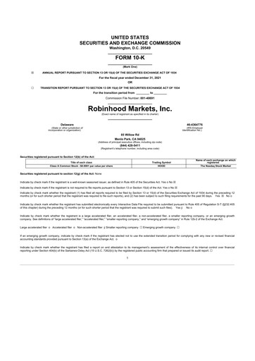 Thumbnail Robinhood 10-K Annual Report 2021