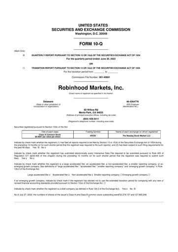 Vorschaubild Robinhood 10-Q Quartalsbericht 2022 
