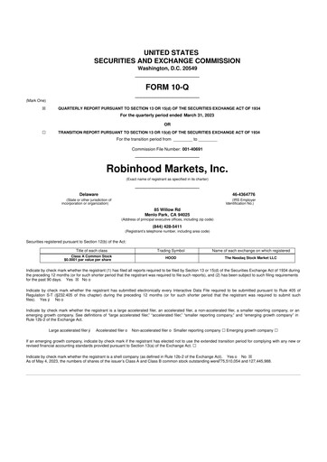 Vorschaubild Robinhood 10-Q Quartalsbericht 2023 
