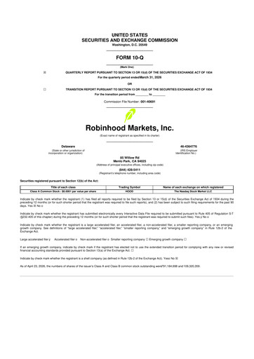 Thumbnail Robinhood 10-Q Quarterly Report FY 