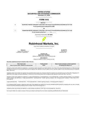 Vorschaubild Robinhood 10-Q Quartalsbericht 2026 