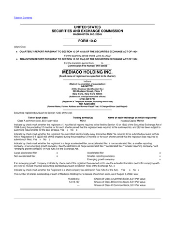 Thumbnail MediaCo Holding 10-Q Quarterly Report FY2022 