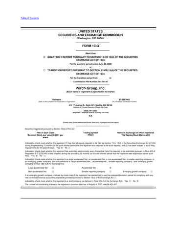 Vorschaubild Porch Group 10-Q Quartalsbericht 2023 