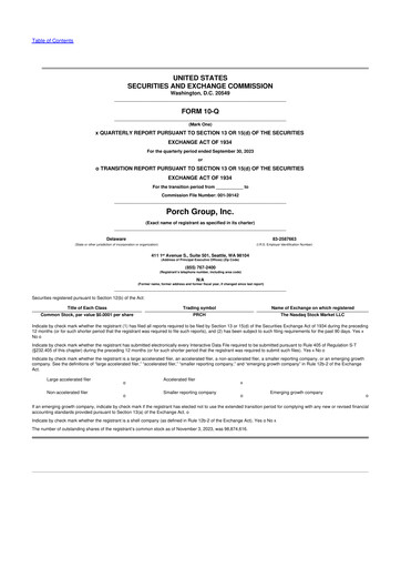 Vorschaubild Porch Group 10-Q Quartalsbericht 2023 