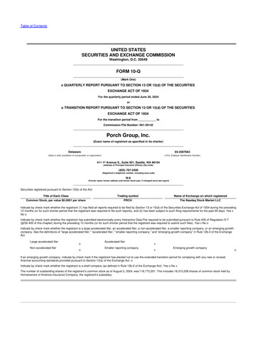 Vorschaubild Porch Group 10-Q Quartalsbericht 2024 