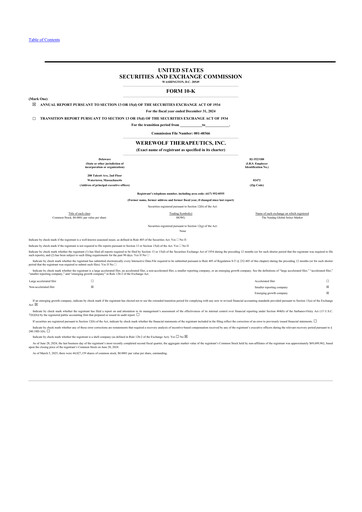 Thumbnail Werewolf Therapeutics 10-K Annual Report 2024