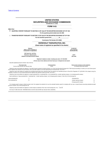 Thumbnail Werewolf Therapeutics 10-Q Quarterly Report FY2026 