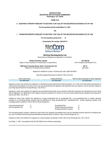 Thumbnail NioCorp Developments 10-Q Quarterly Report FY2021 