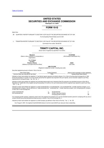 Thumbnail Trinity Capital 10-Q Quarterly Report FY 