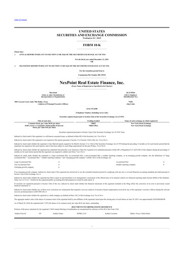 Thumbnail NexPoint Real Estate Finance 10-K Annual Report 2023