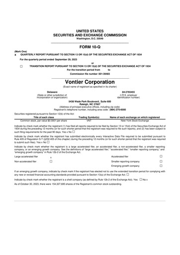 Miniature Vontier 10-Q Rapport trimestriel 2023 