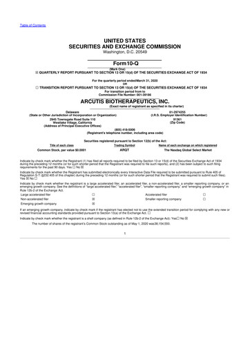 Vorschaubild Arcutis Biotherapeutics 10-Q Quartalsbericht 2020 