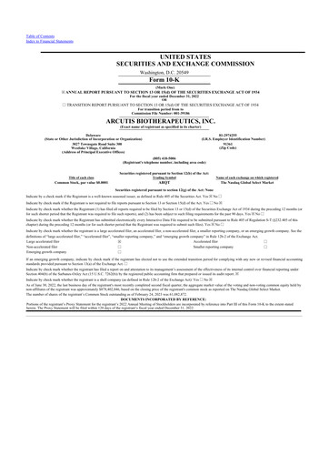 Thumbnail Arcutis Biotherapeutics 10-K Annual Report 2022