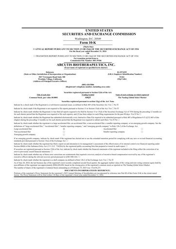 Thumbnail Arcutis Biotherapeutics 10-K Annual Report 2024