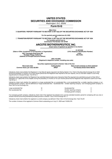 Vorschaubild Arcutis Biotherapeutics 10-Q Quartalsbericht 2025 