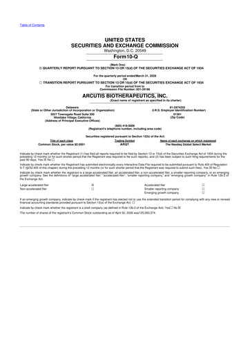 Thumbnail Arcutis Biotherapeutics 10-Q Quarterly Report FY 