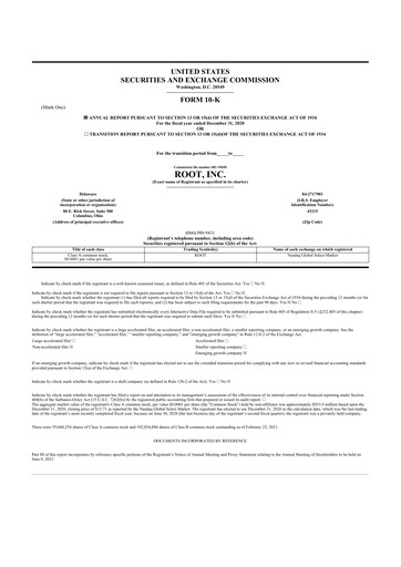 Thumbnail Root Insurance
 10-K Annual Report 2020