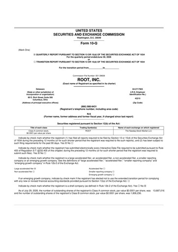 Thumbnail Root Insurance
 10-Q Quarterly Report FY2026 