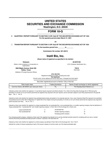 Miniature Instil Bio 10-Q Rapport trimestriel 2021 