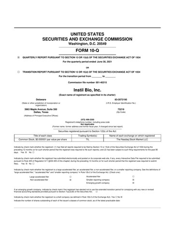 Miniature Instil Bio 10-Q Rapport trimestriel 2021 