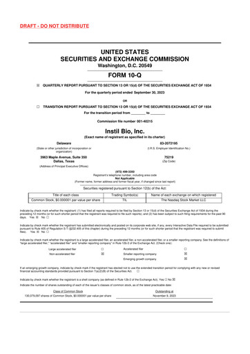 Miniature Instil Bio 10-Q Rapport trimestriel 2023 