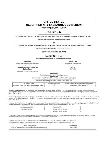 Miniature Instil Bio 10-Q Rapport trimestriel 2025 